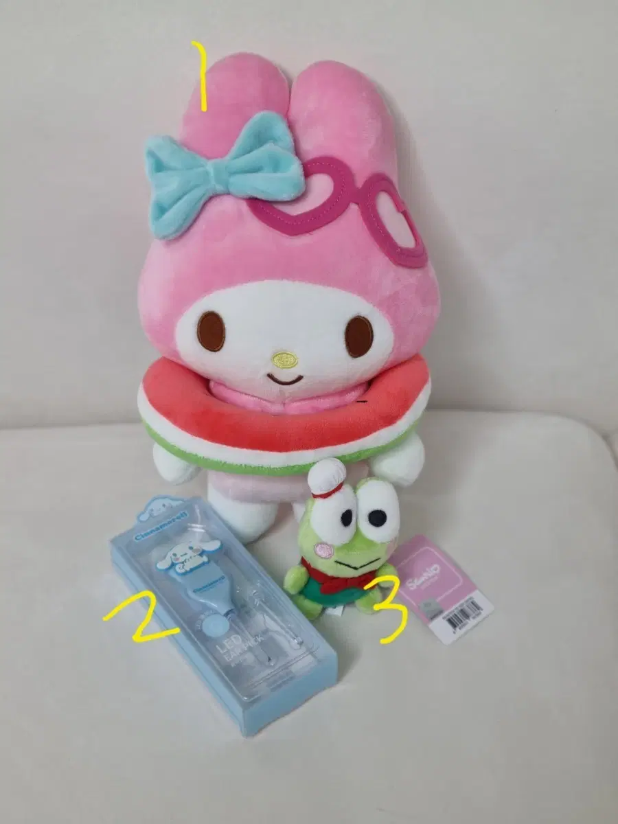 마이멜로디 써머 중형 인형, 시나모롤 귀이게, 케로피 키링 인형