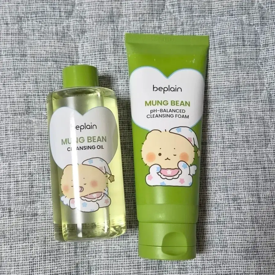 [미사용] 비플레인 망곰 콜라보 녹두 클렌징폼 + 클렌징오일(리필용) 일괄 (단품)