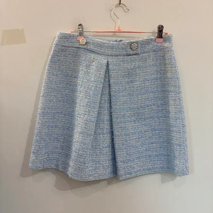 레니본 트위드 스커트 라이트 블루