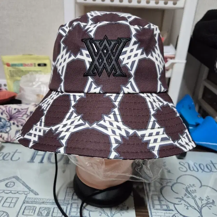 어뉴 버킷햇 패턴 벙거지 모자