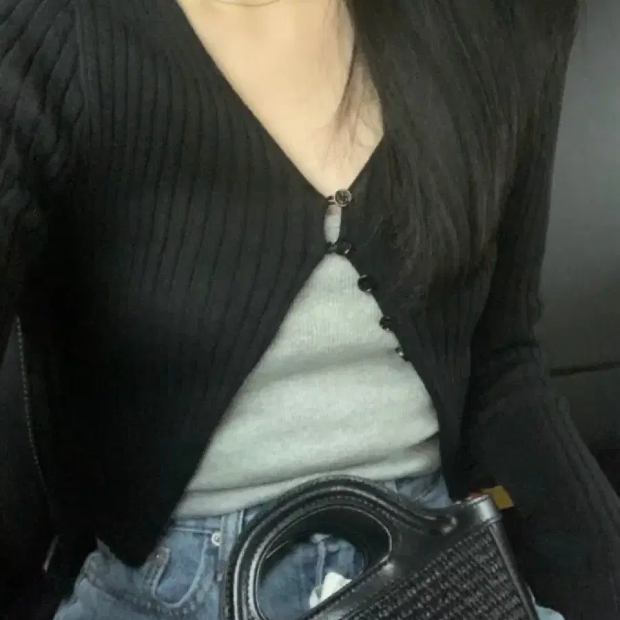 르아브르 러빈 크롭 골지 가디건