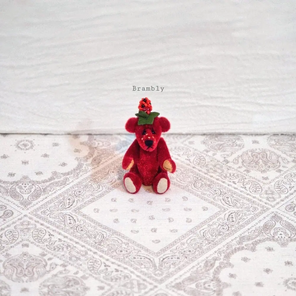 Little Gem Miniature 빈티지 스트로베리 미니어처 테디베어 곰돌이 인형 수집 장식 소품 딸기