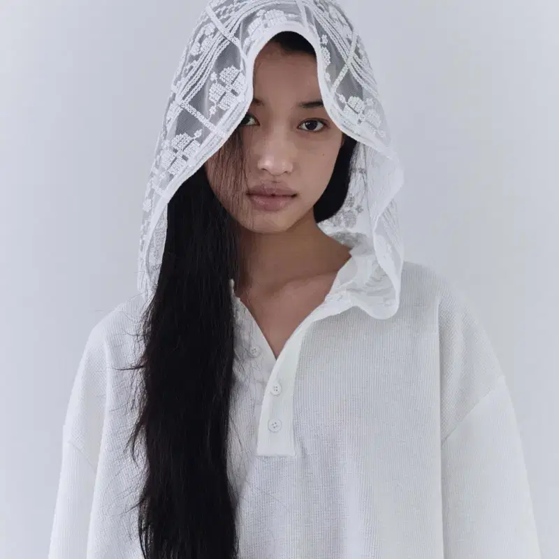 타일즈하우스 Lace Hoodie Waffle Long Sleeve