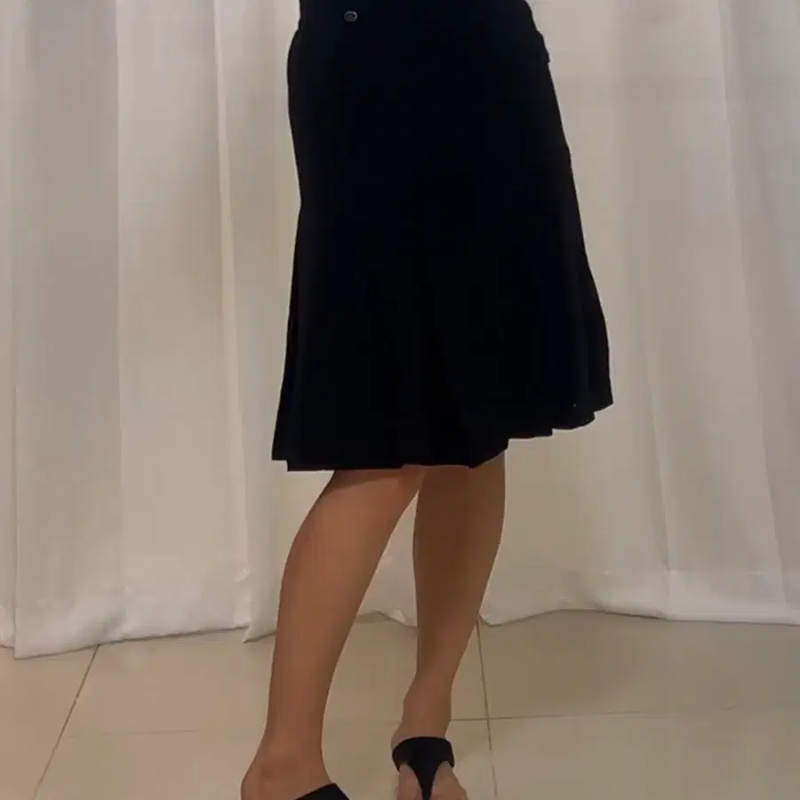 샤넬 CHANEL 2015 s/s 플리츠 스커트 CC 로고