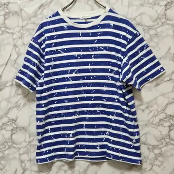 [ THE SHOP TK ] 반팔 T셔츠 (L) 페인트 보더 블루