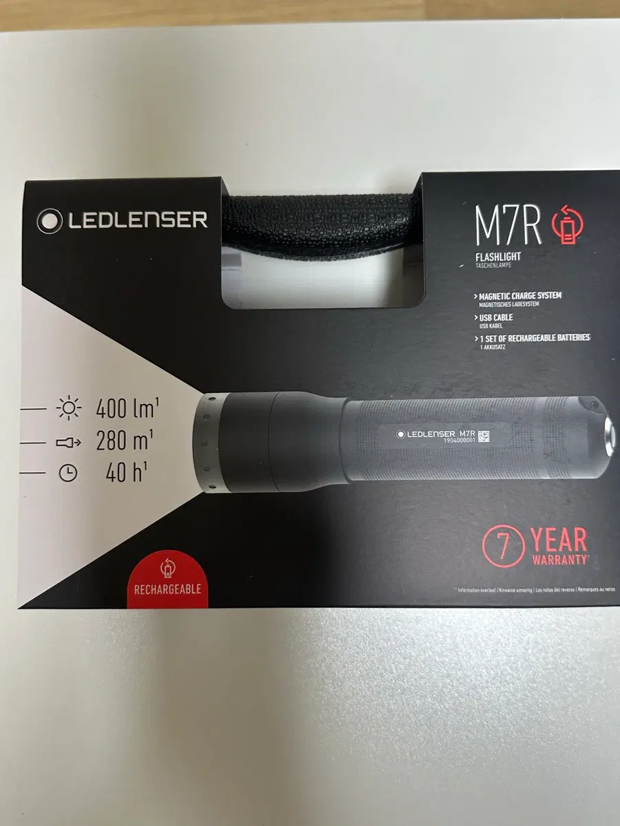 LEDLENSER M7R 랜턴 플래시라이트 충전식 배터리 USB 케이블 포함