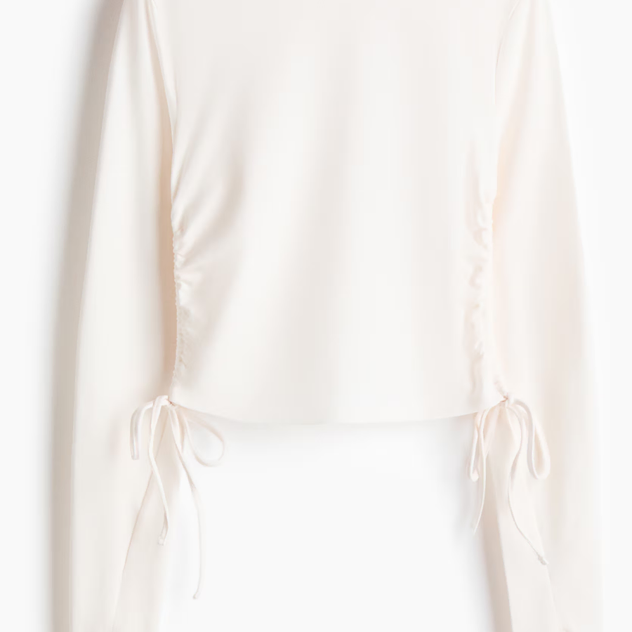 H&M 드로스트링 디테일 탑 화이트 S사이즈