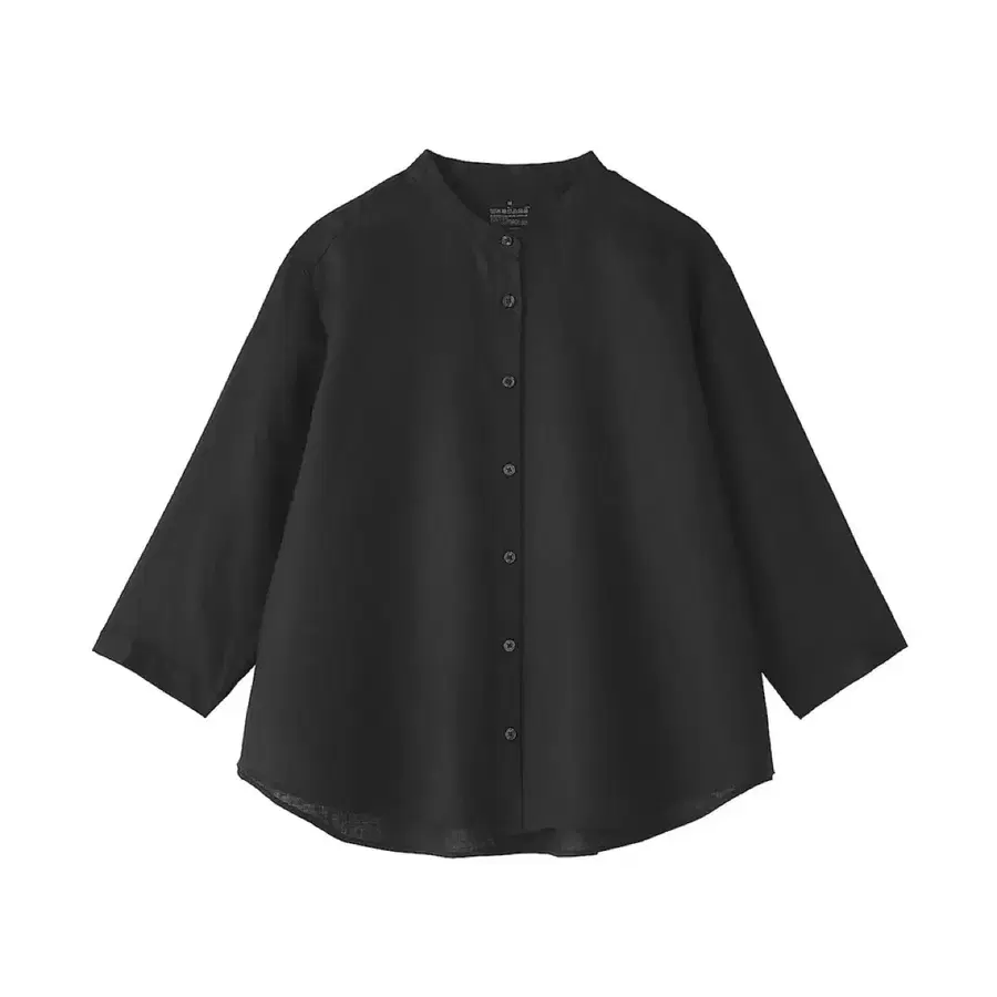 MUJI 무인양품 위싱 리넨 린넨 7부소매 블라우스 블랙 s