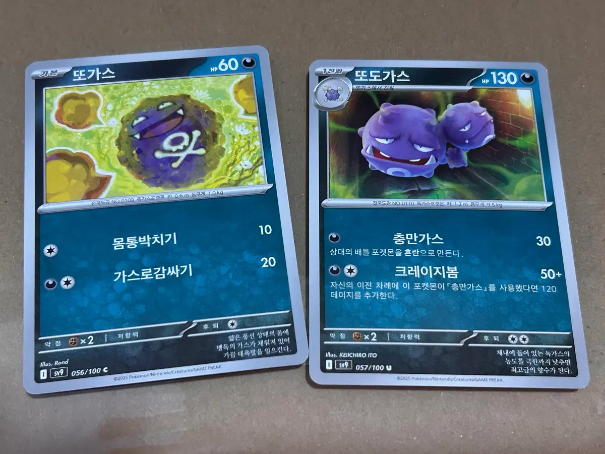 또가스 또도가스 포켓몬 카드 2장 일괄 덱소스 도감용