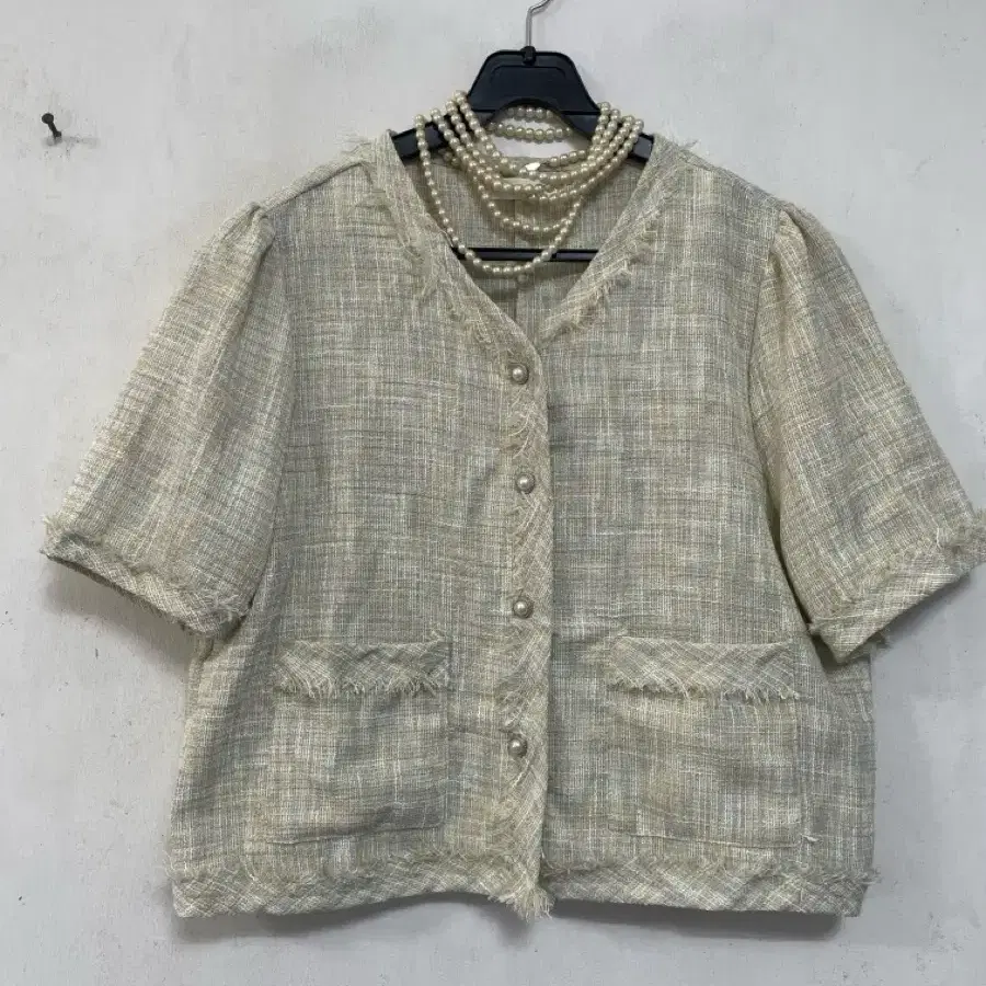 N6966 the open product 트위드 자켓.퍼프.세미크롭