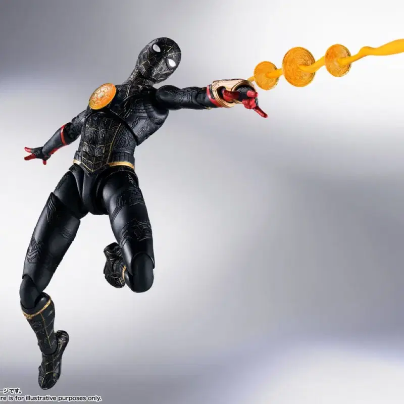 반다이 정품 SHF 스파이더맨 노웨이홈 블랙 & 골드 수트 + 특전 베이스