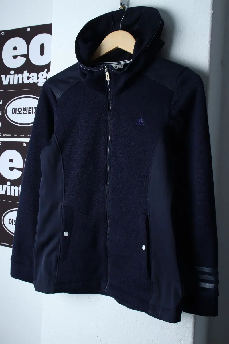 W(XL) 아디다스 후드집업 골프 니트 기능성 네이비-H37370