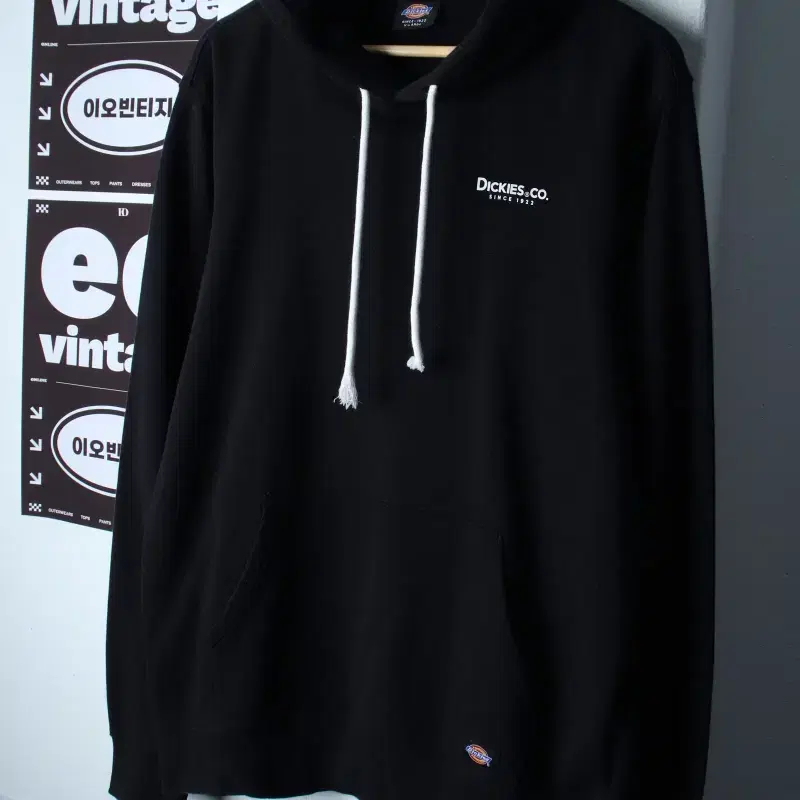 (XL-2XL) 디키즈 후드티셔츠 빅사이즈 스몰로고 블랙-H37379