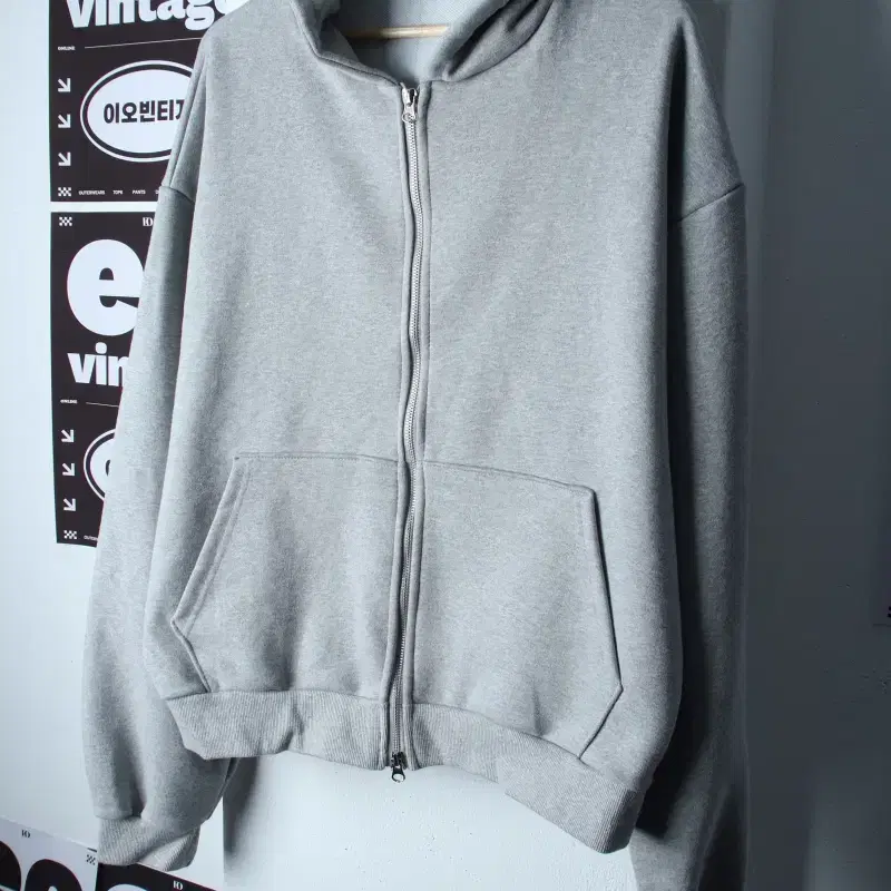 (XL) 언더오프 후드집업 투웨이 무지 그레이 박시-H37355