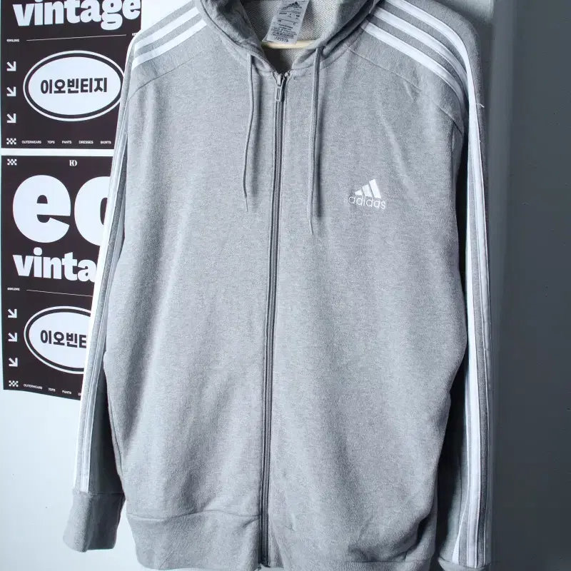 (2XL) 아디다스 후드집업 빅사이즈 그레이 삼선 올드스쿨-H37356