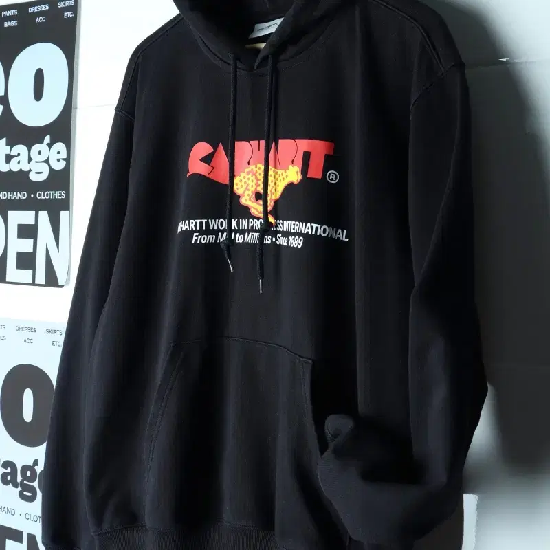 (L-XL) 칼하트 후드티셔츠 블랙 러닝치타 희귀 매물 한정판-H37301