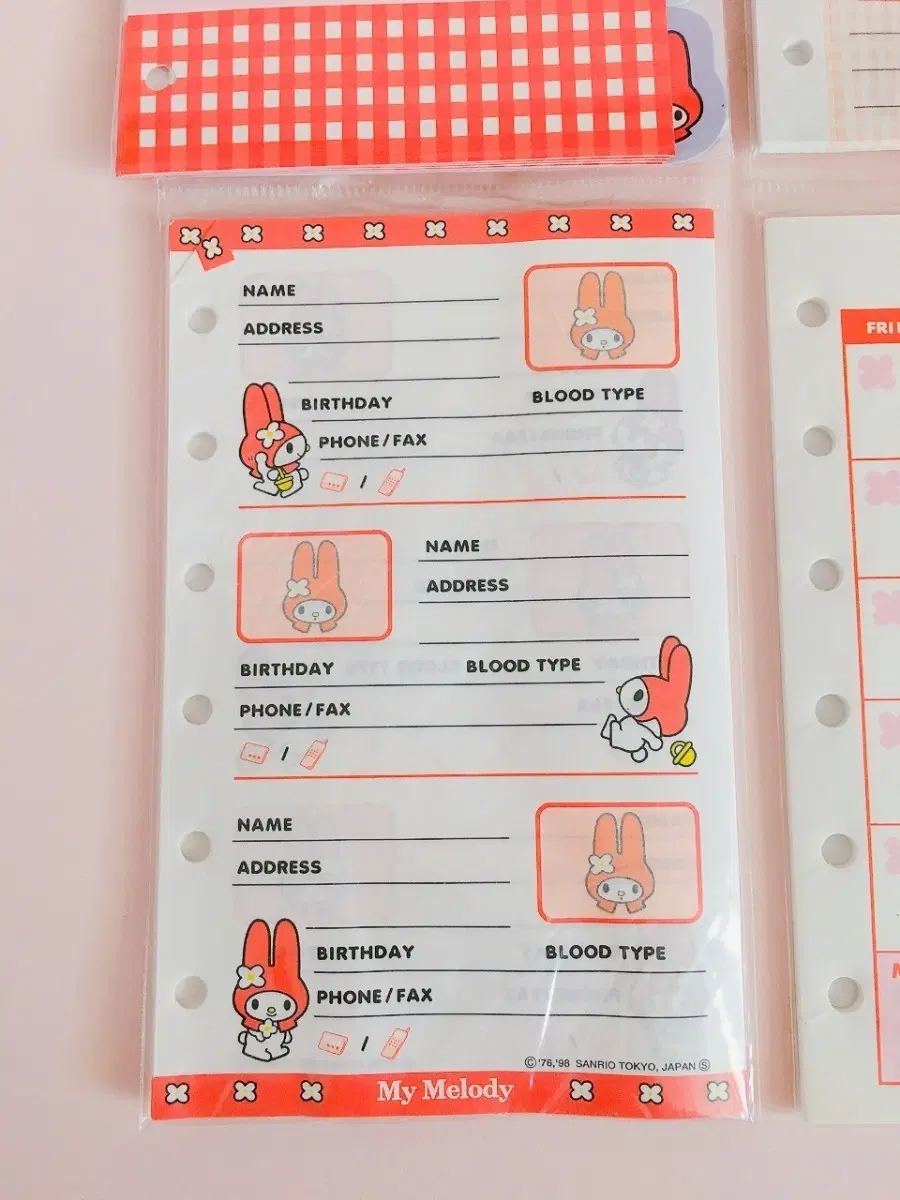 산리오 레트로 고전 마이멜로디 마멜 6공 바인더 다이어리 속지 주소록 2