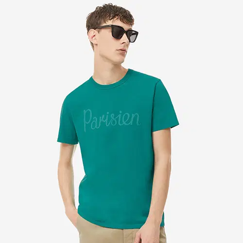 [새상품] 메종키츠네 티셔츠 L사이즈 PARISIEN TEE-GREEN