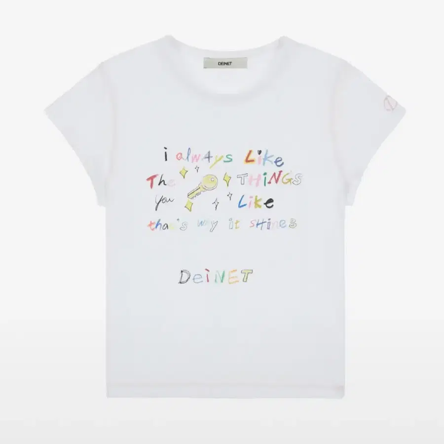 (새상품) 다이닛 CRAYON LETTER T-SHIRTS IN WHITE