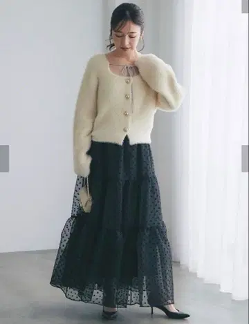 라 부티크 봉봉 도트 플로키 캉캉 스커트