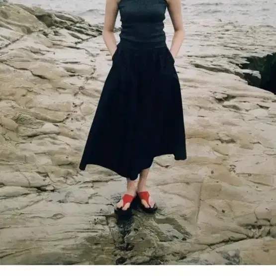 Lfm sonora shirring dress 인디고