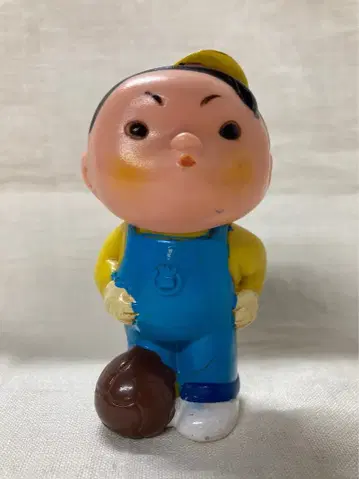 이와테 은행 저금통 간짱 축구 파랑 오버롤 옐로우 컬러 셔츠 본체 약 115mm