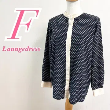 Loungedress 라운지 드레스 올 패턴 긴팔 블라우스 네이비 세련된