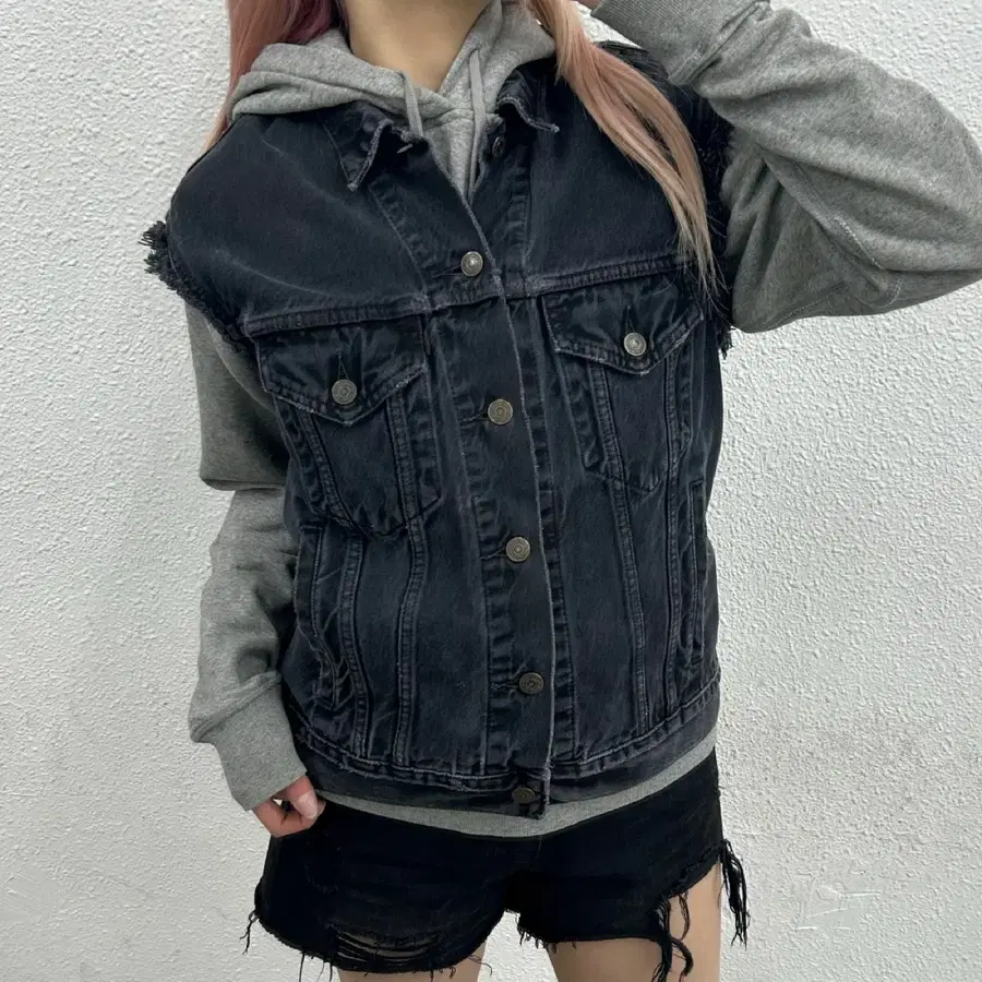 리바이스 흑청 데님 베스트