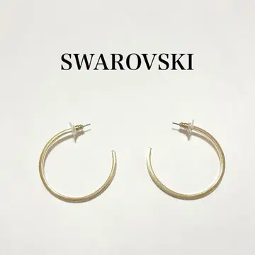 SWAROVSKI 스와로브스키 후프 귀걸이 큐빅 골드