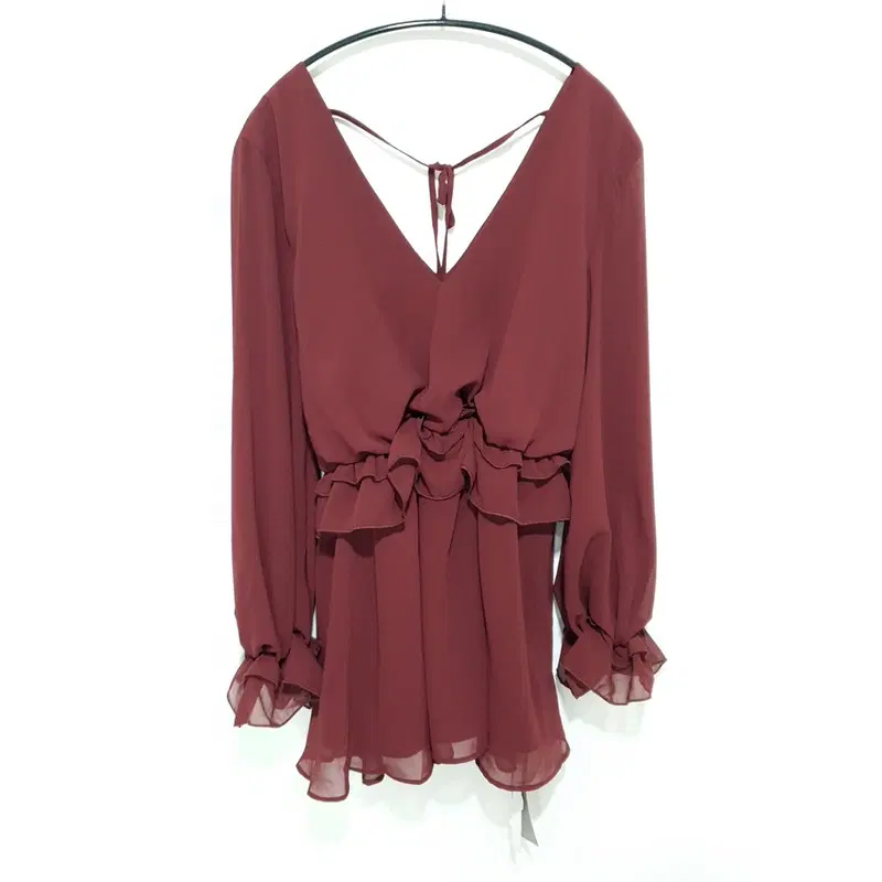 MISSGUIDED 브이넥 러플 원피스 M_M2592