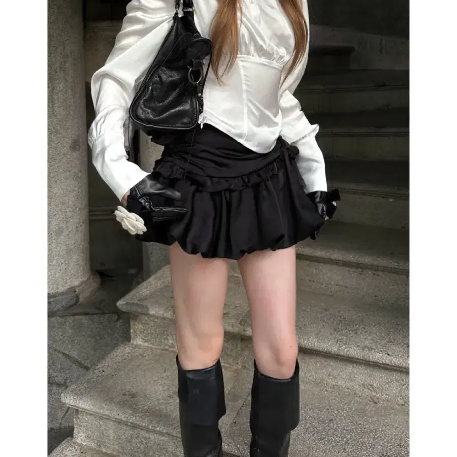 RASE LE SOL 스커트 Semisweet Dream 블랙 튤립 미니 스커트