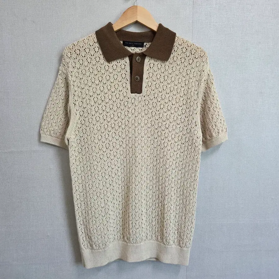 더니트컴퍼니 여성 크로셰 카라 반팔 니트 S JJ3582