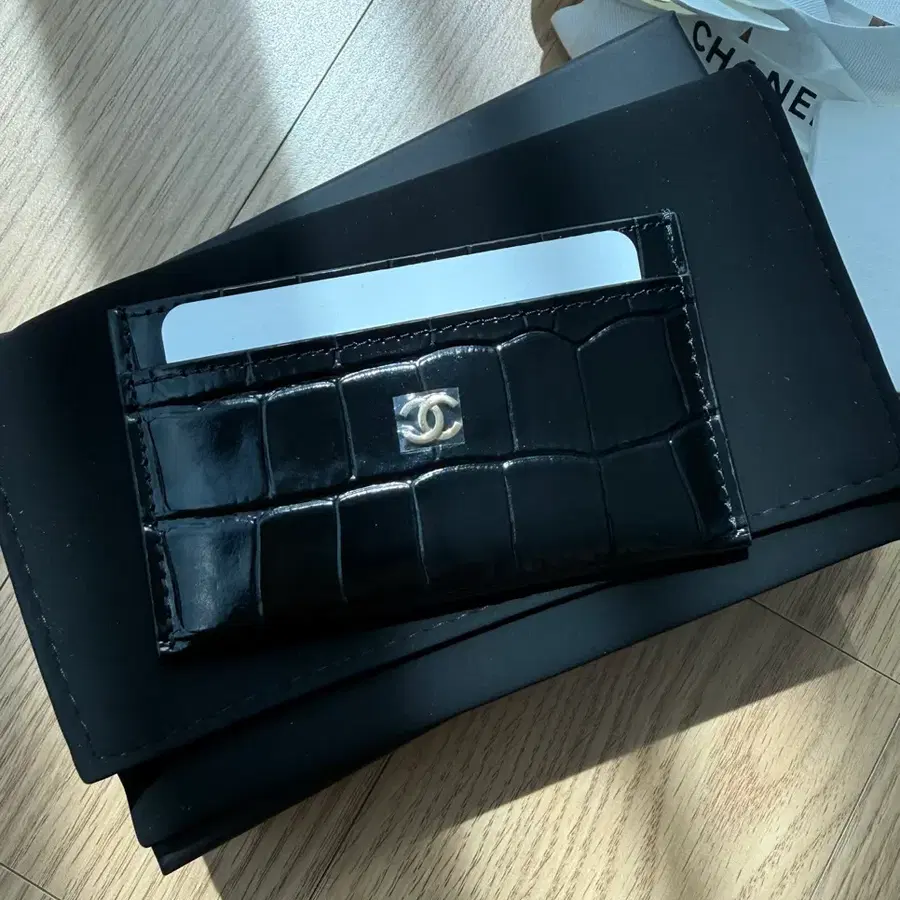 샤넬 크로커 카드 홀더 지갑 블랙