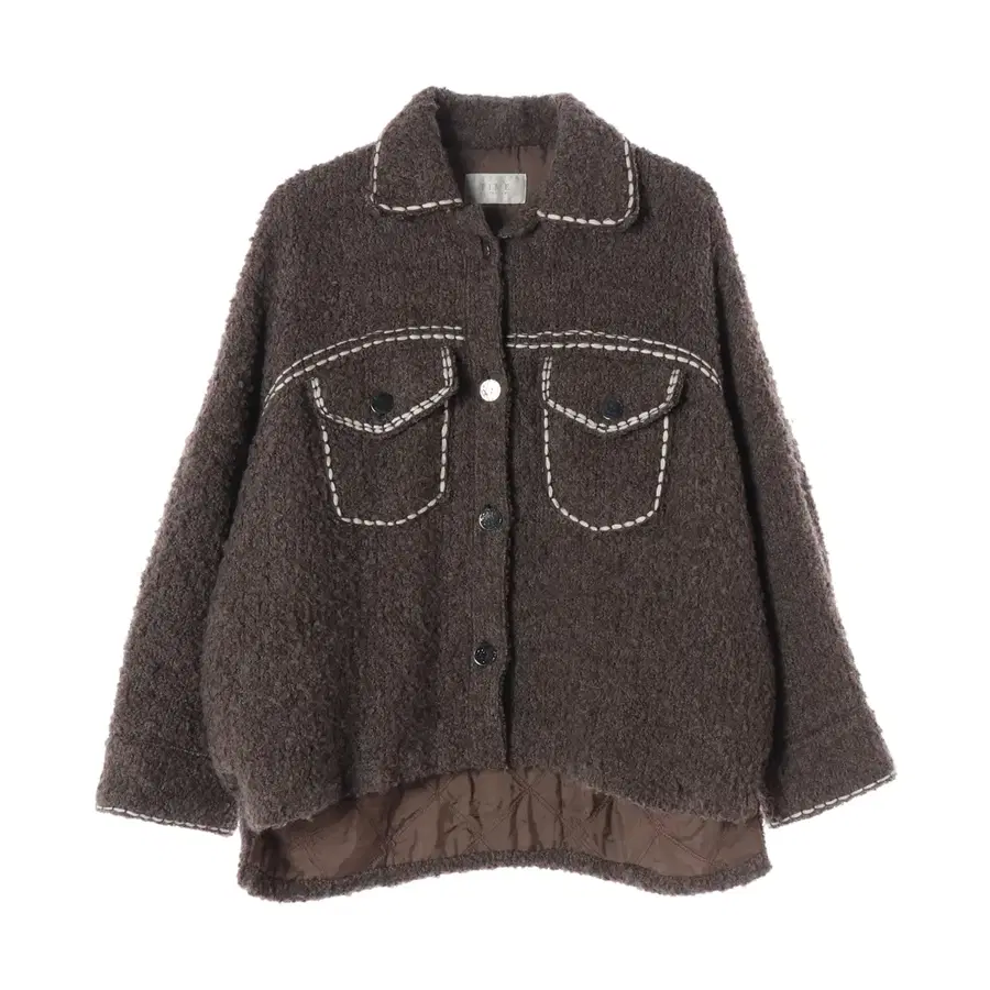 타임 21FW 스티치 디테일 알파카 아웃포켓 오버핏 숏코트 재킷