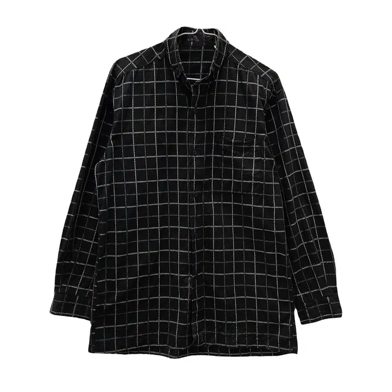 빈티지 에스닉 패턴 체크 블랙 셔츠 MADE IN JAPAN