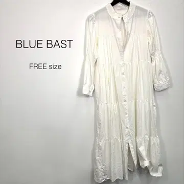 BLUE EAST 화이트 티어드 셔츠 원피스 롱 FREE