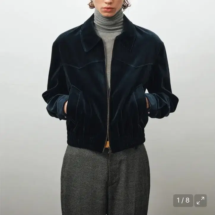 노이어 벨벳 웨스턴 크롭 블루종 48