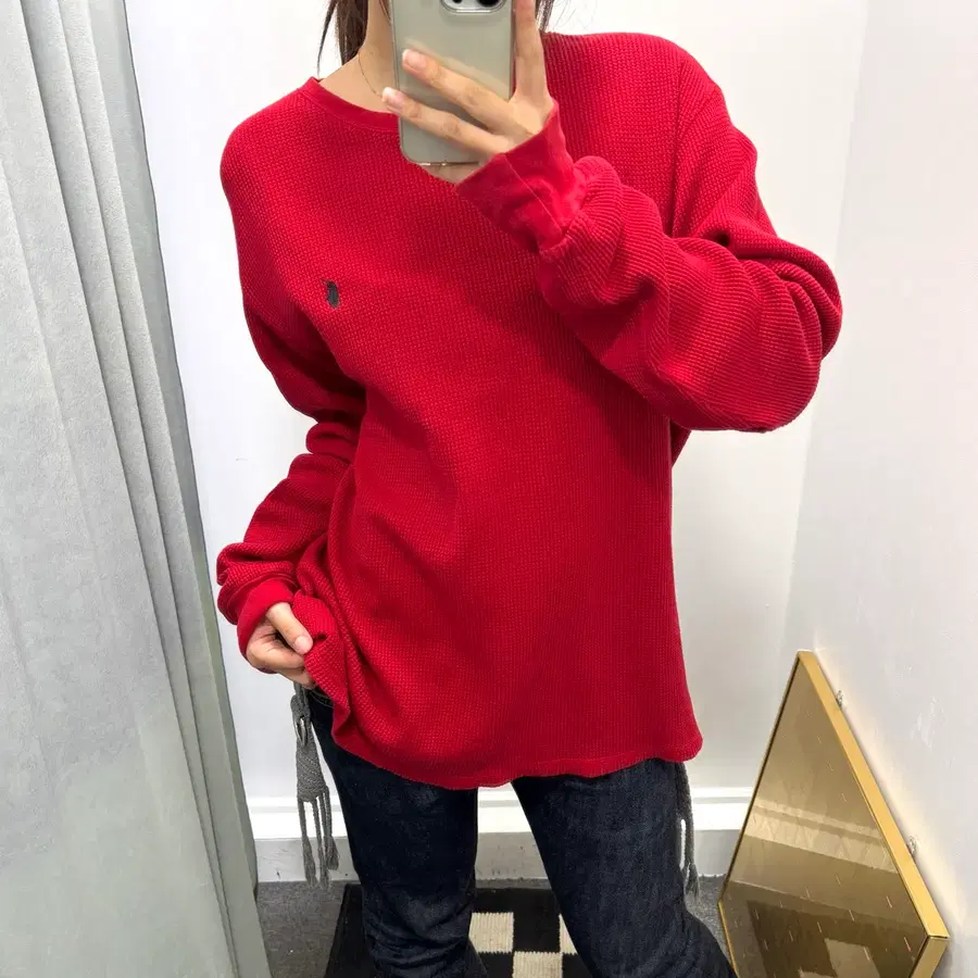 폴로 레드 와플니트