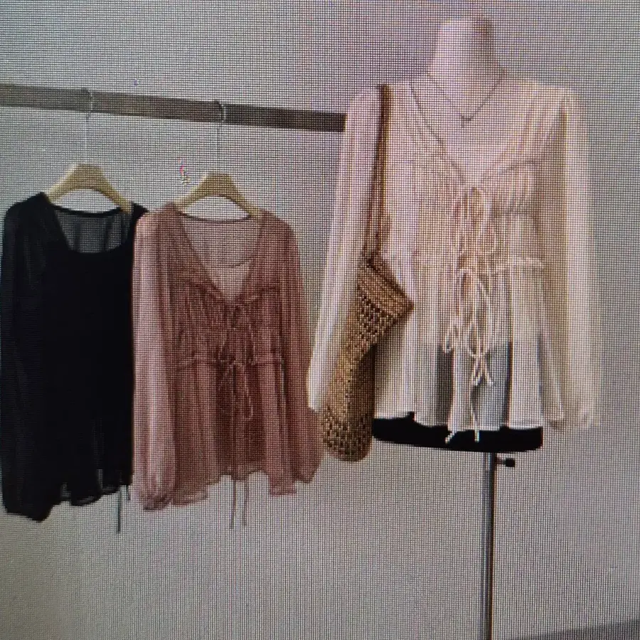 (해외배송)블라우스 셔링 레이스업 블랙/핑크/아이보리