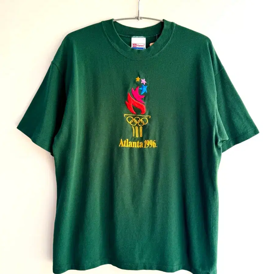 Hanes 90s Made in USA 1996 애틀랜타 올림픽 자수 티셔츠 그린 L