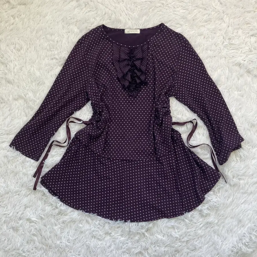 포도코어 jpn vintage grape frill dot blouse