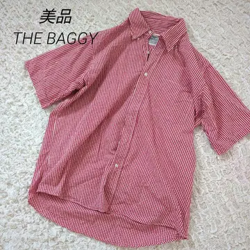 새상품급/THE BAGGY 버튼 다운 반팔 셔츠 레드 깅엄 체크 L