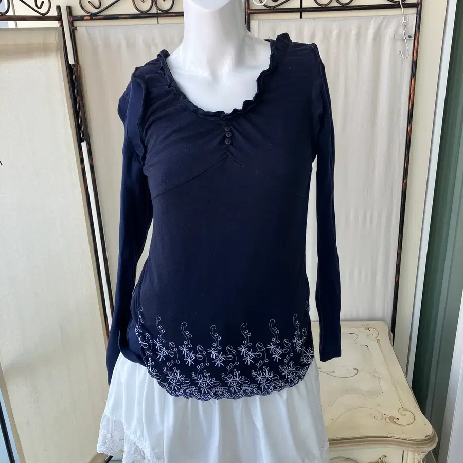 세트판매)navy frill embroidery set