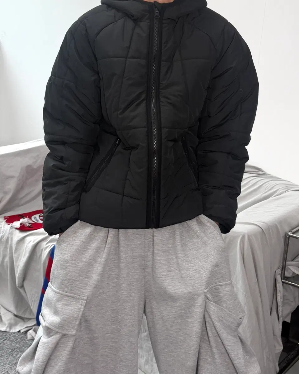 아디다스 블랙 퀄티드 패딩 자켓 160