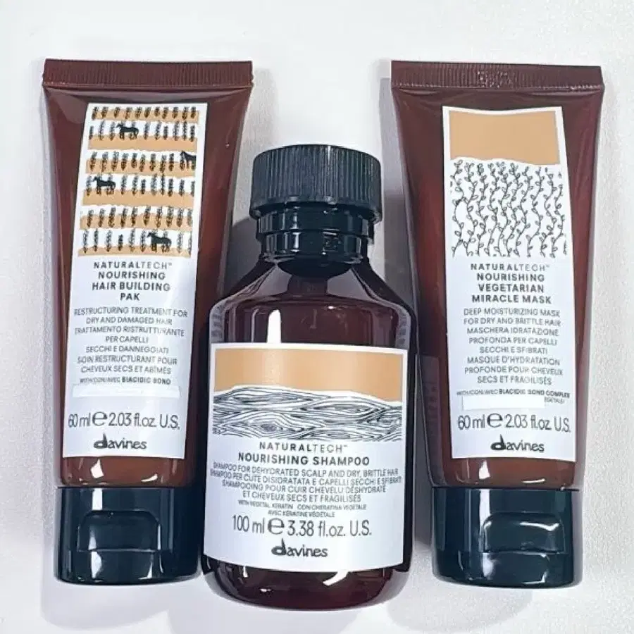 다비네스 Naturaltech 영양 샴푸, 헤어 마스크, 헤어 빌딩 팩 세트