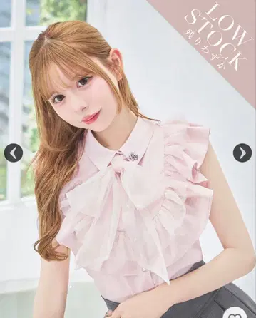 미셸 마카롱 튤 프릴 블라우스 핑크