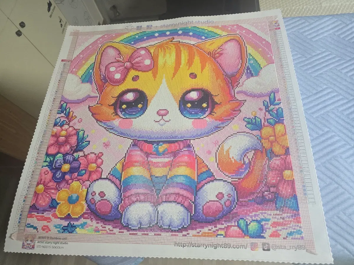 보석십자수 고양이 패브릭 판매합니다