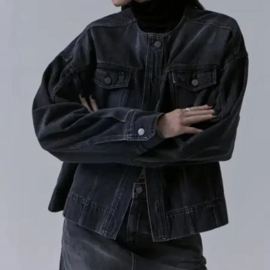 트리밍버드 원버튼 데님자켓 F