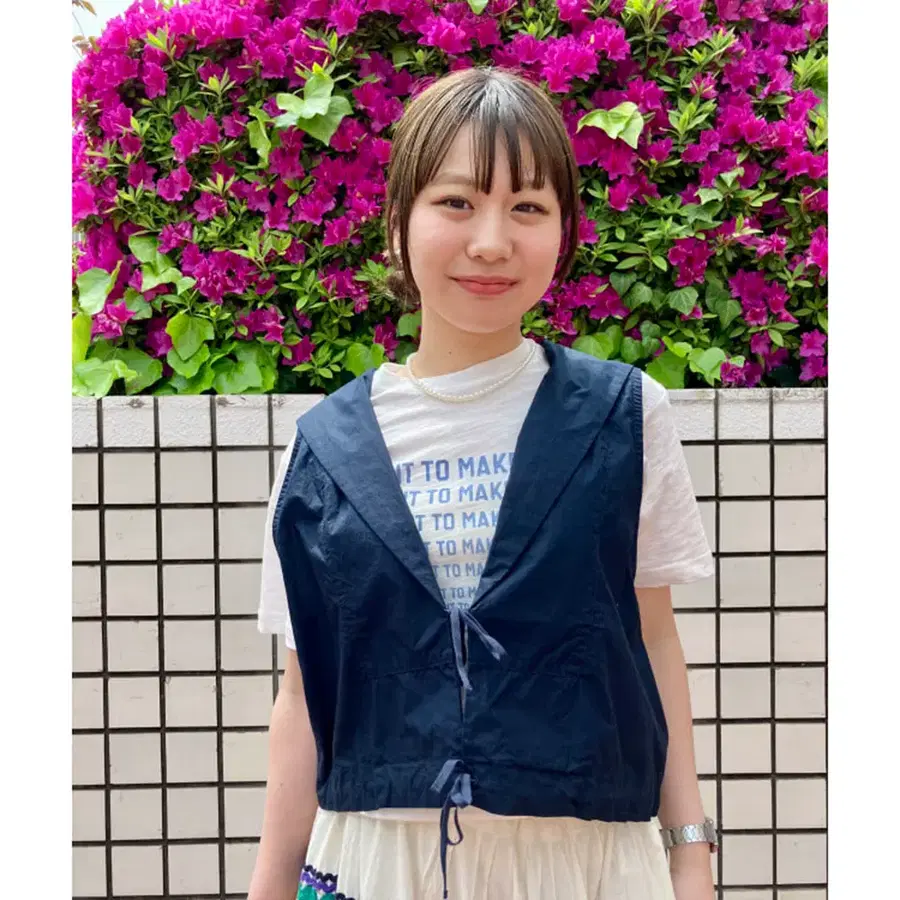 BEAMS BOY Sailor Collar Vest