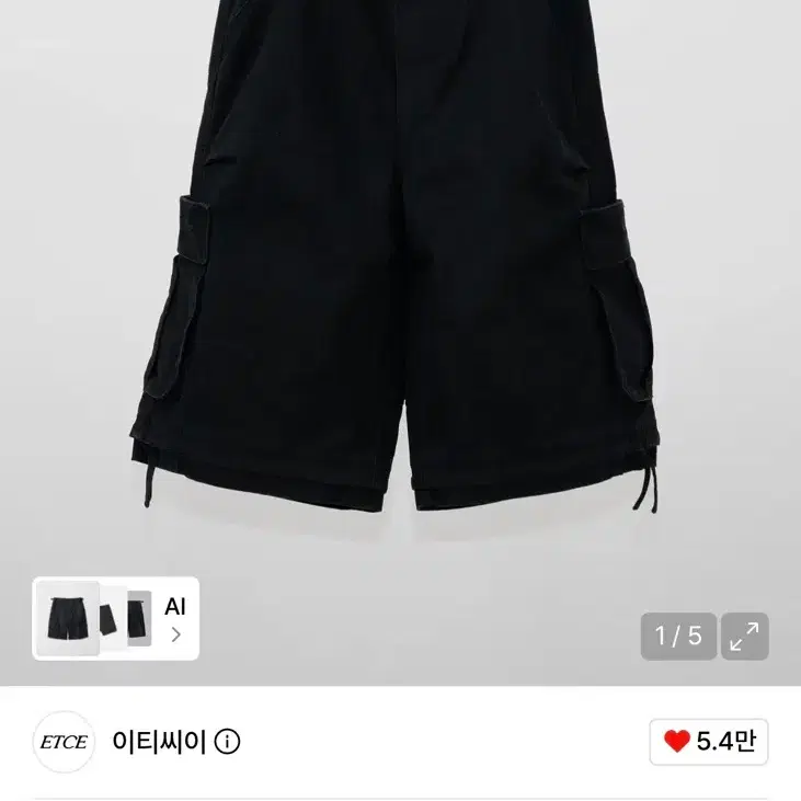 이티씨이 백 지퍼 카고 쇼츠 블랙 L